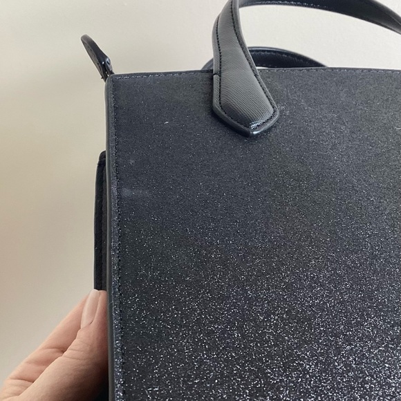 Kate Spade Tinsel Glitter Fabric Black Satchel Crossbody Purse & Wallet *As Is - Picture 16 of 16